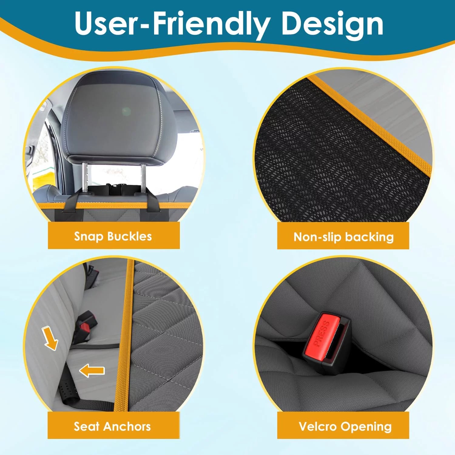 Dog Car Seat Cover, Waterproof & Nonslip Back Seat 