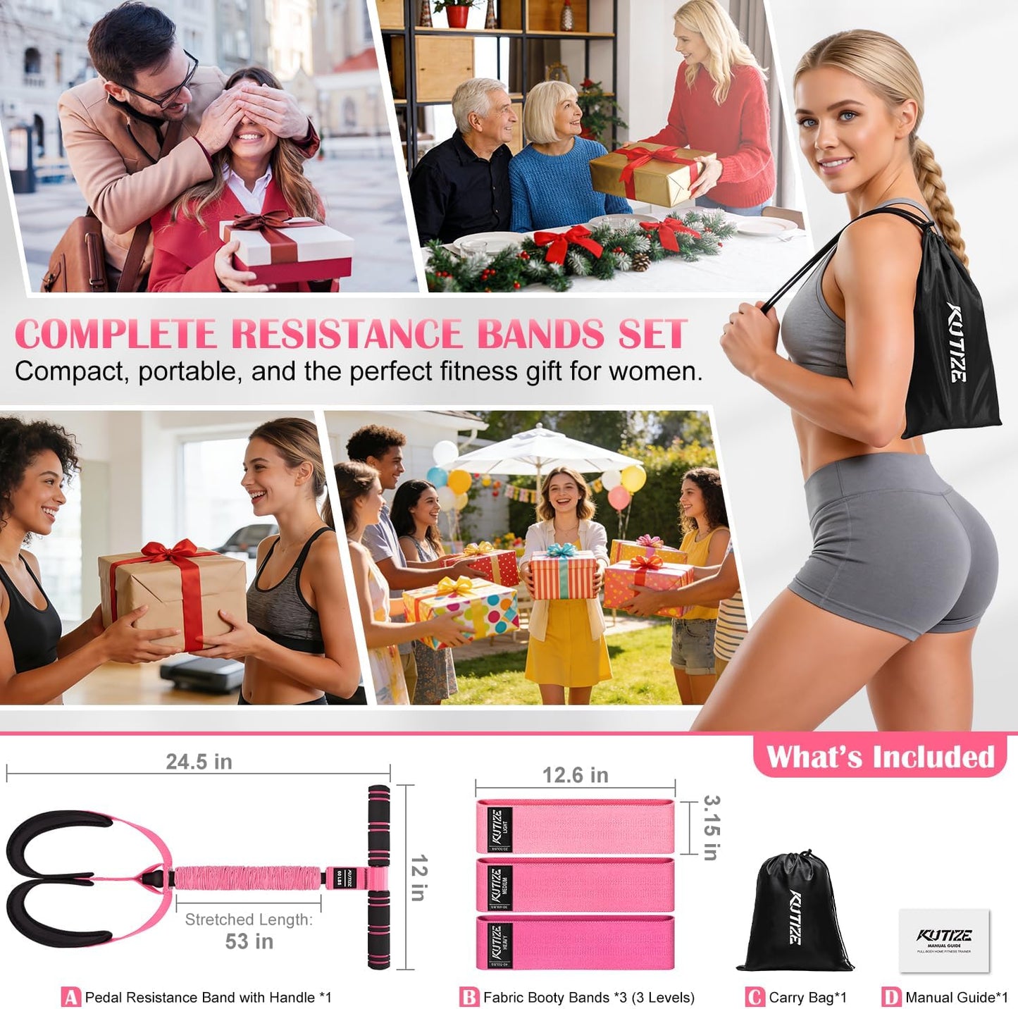 KUTIZE 2 in 1 Fabric Exercise Bands for Core.