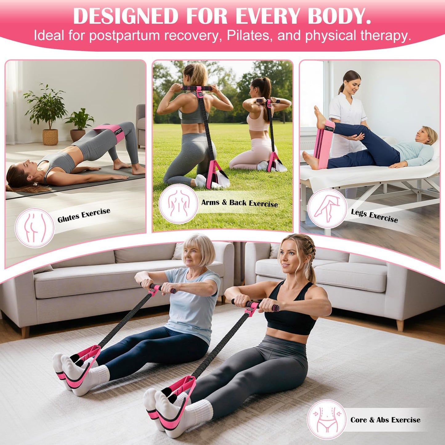 KUTIZE 2 in 1 Fabric Exercise Bands for Core.