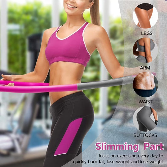 Weighted Hula Hoop for Adults Weight Loss -(Pink/Gray)