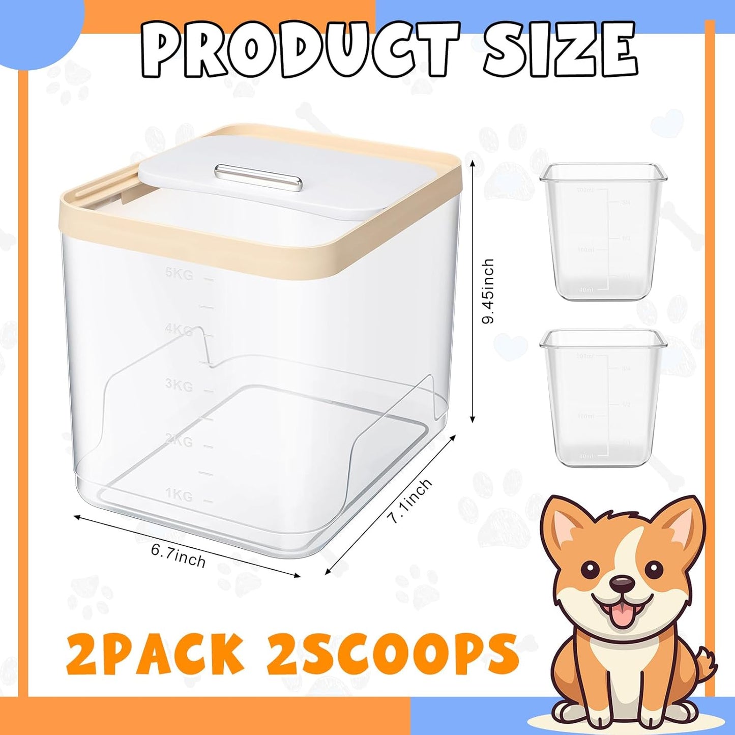 Teenyyou 2 Pack Airtight Dog Food Storage Container. 10 Lbs