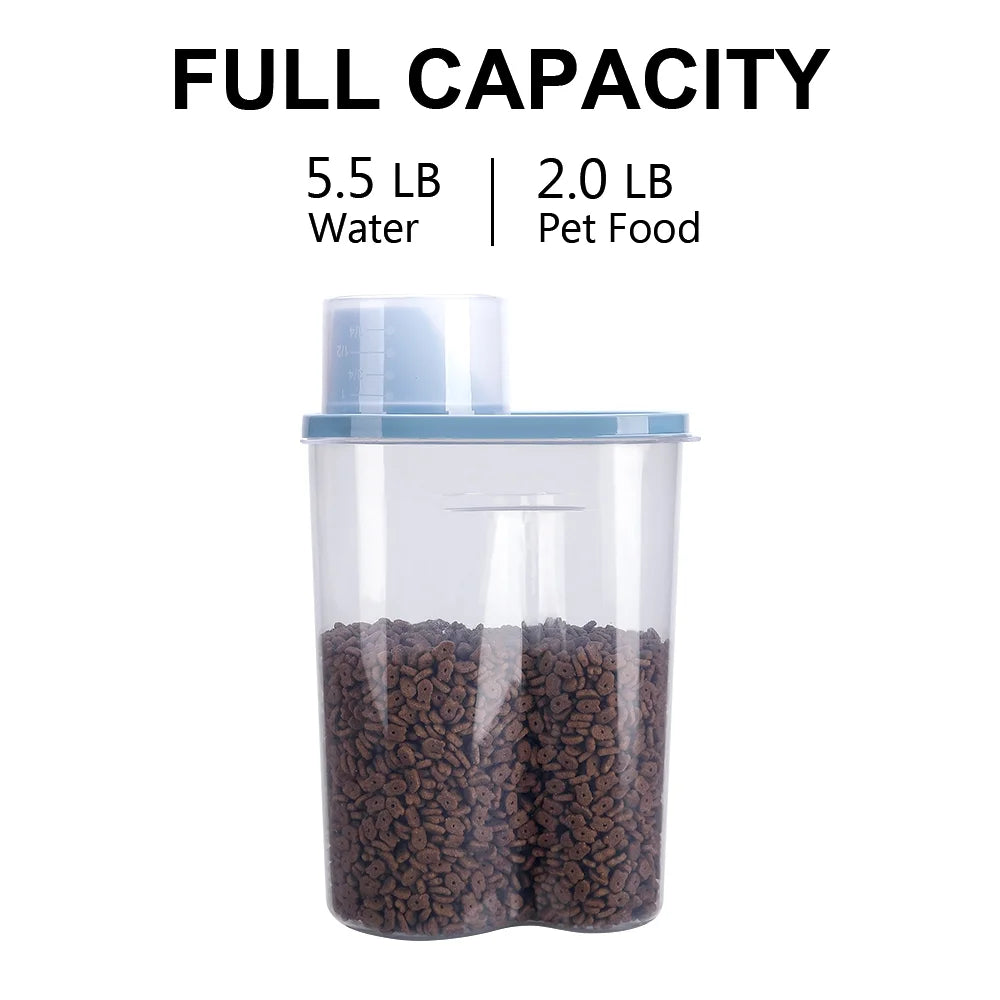 Pet Food Container Dog Cat Food Storage with Measuring Cup   2 Pack 2lb/2.5L