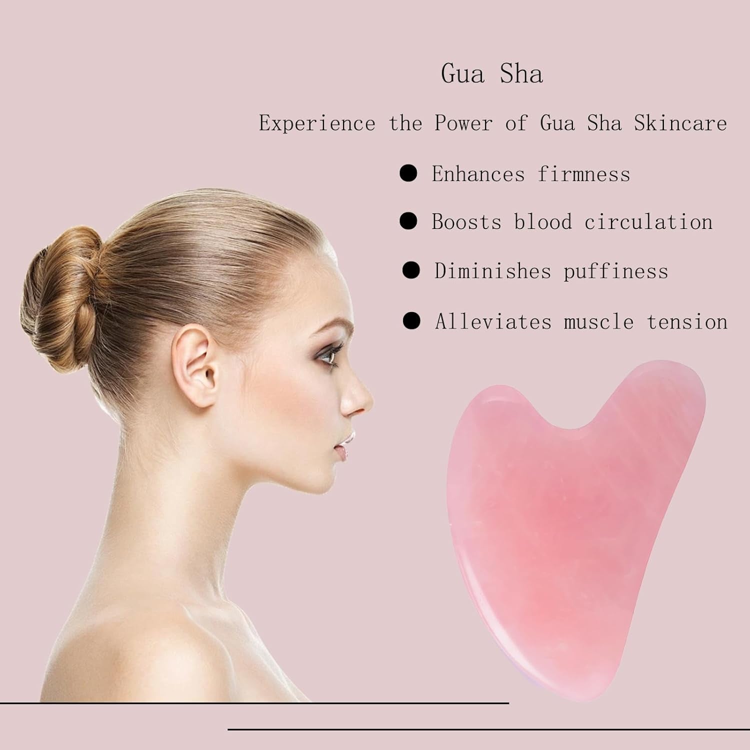 Gua Sha Jade Stone Massage Tool for Woman (Pink)