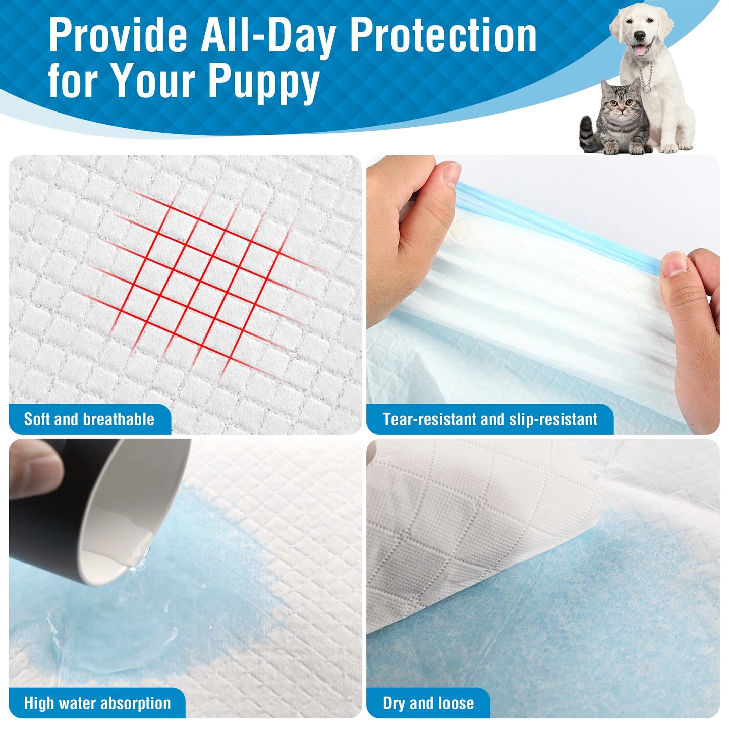 L Puppy Pads Dog Training Pads, 22"x 22", 100 COUNT