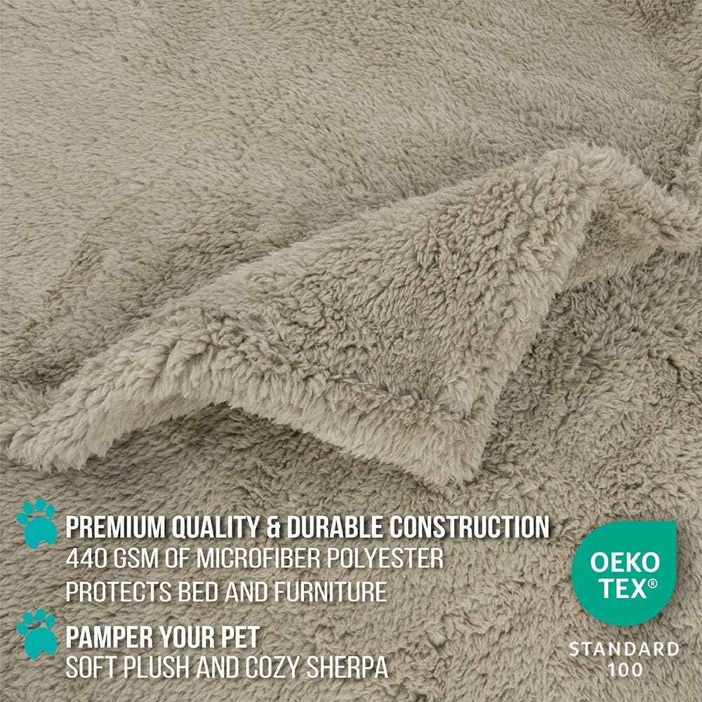 PetAmi Reversible Sherpa Waterproof Dog Blanket 