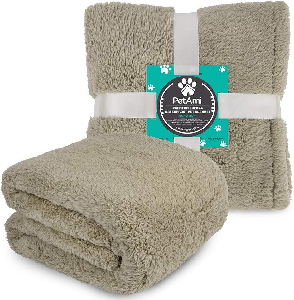PetAmi Reversible Sherpa Waterproof Dog Blanket 
