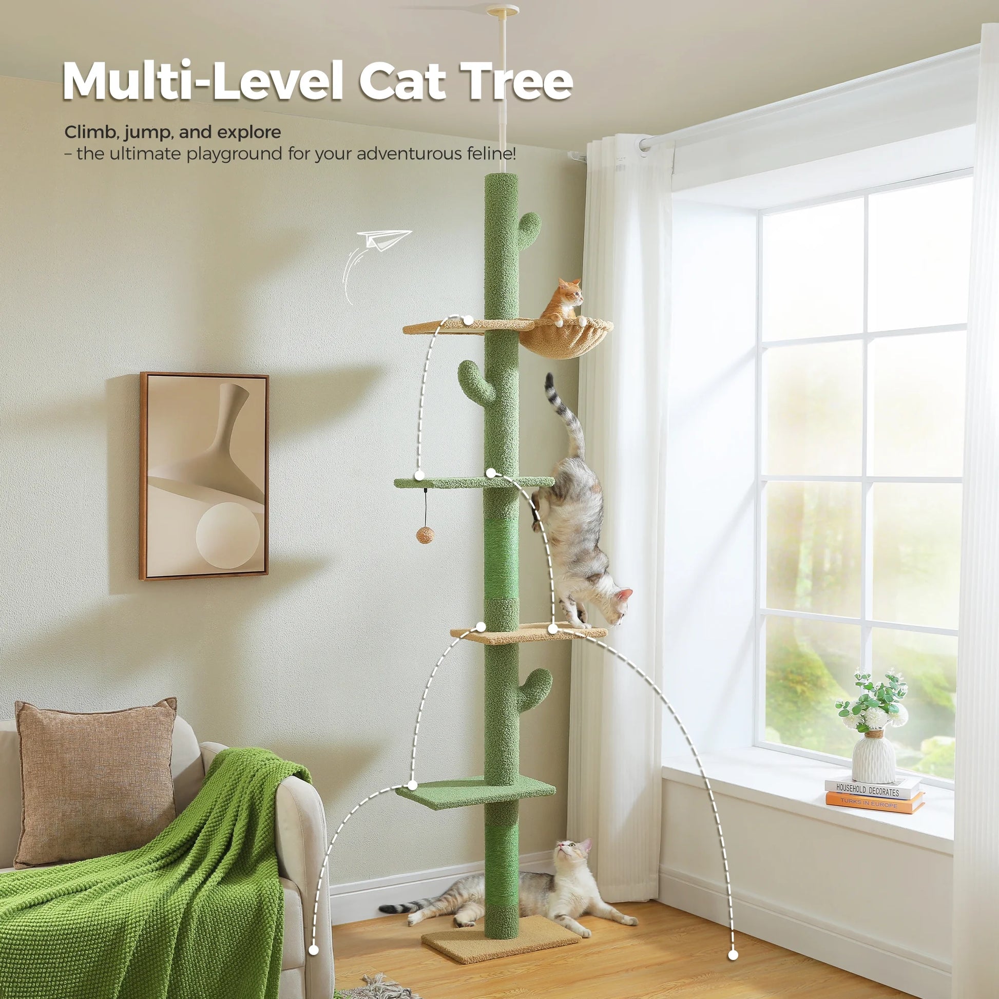 Floor to Ceiling Cat Tower 95-108" 