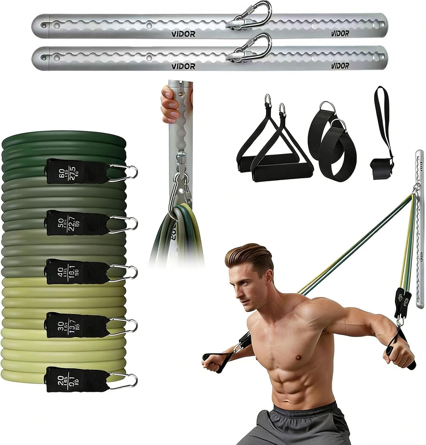Resistance Band Wall Mount System ( with 2 Rails and Grey Resistance Band)