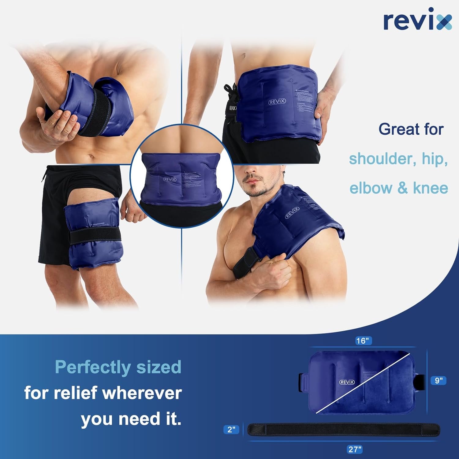 Ice Pack for Injuries Reusable Gel for Lower Back, 16 × 9" Navy