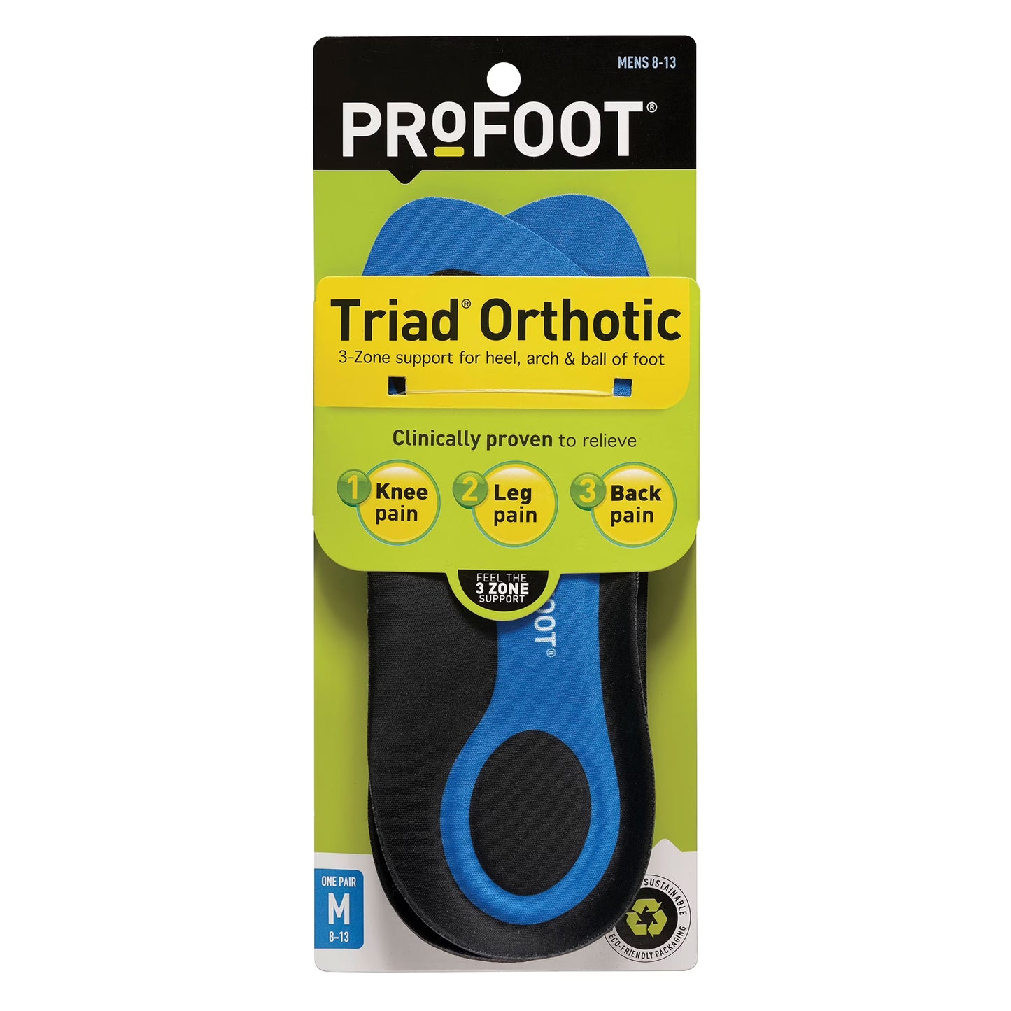 Triad Orthotic Insoles for Men's Size 8-13 (3 Pack)