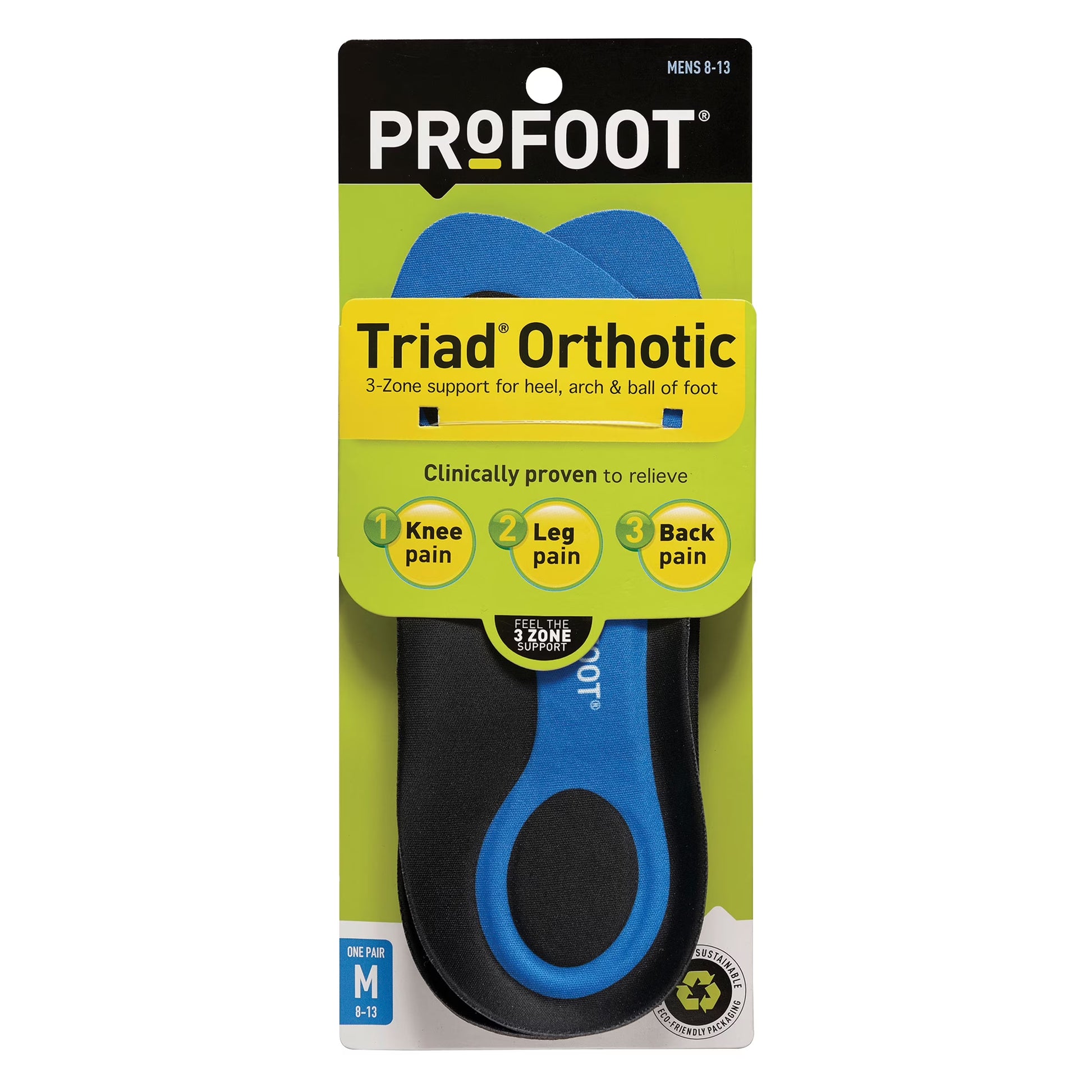 Triad Orthotic Insoles for Men's Size 8-13 (3 Pack)