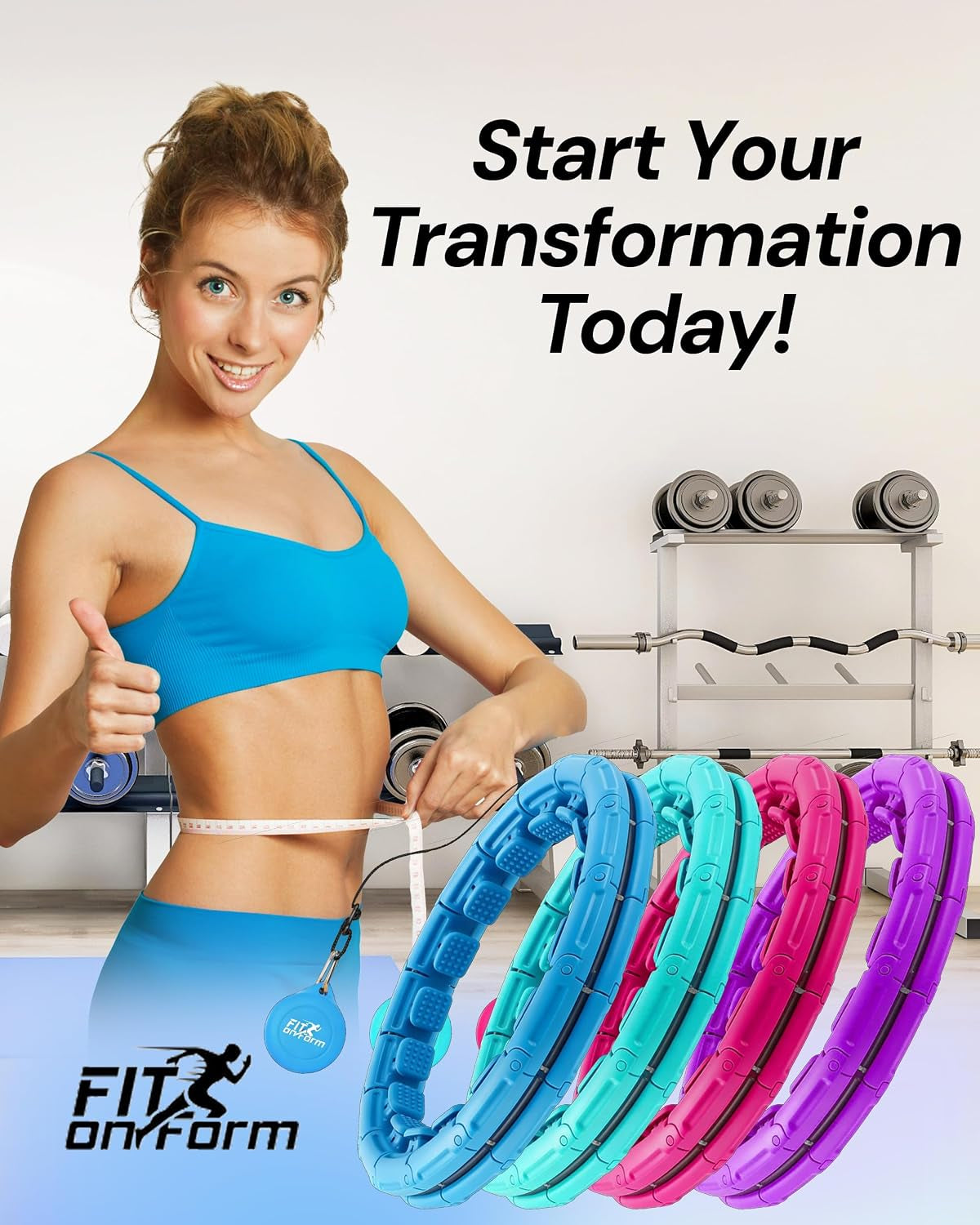 FIT ON Form Infinity Weighted Hula Hoop for Adults Weight Loss