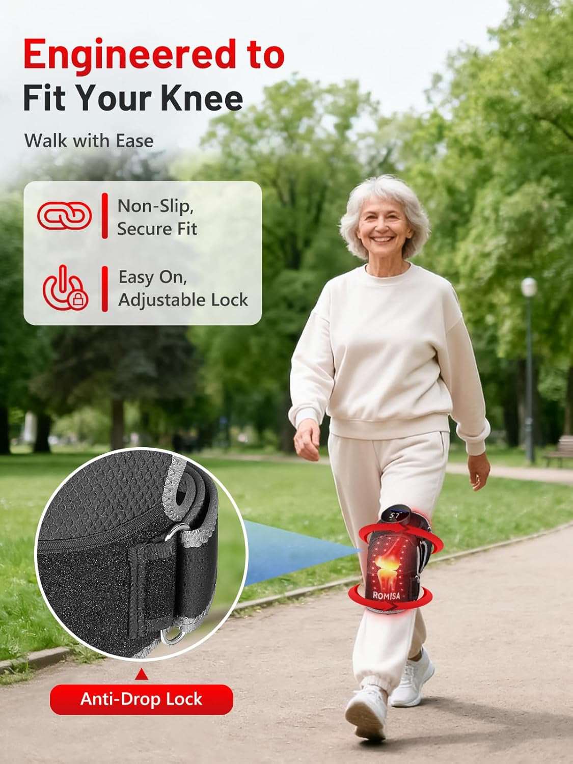 ROMISA Red Light Therapy Knee Brace Vibration
