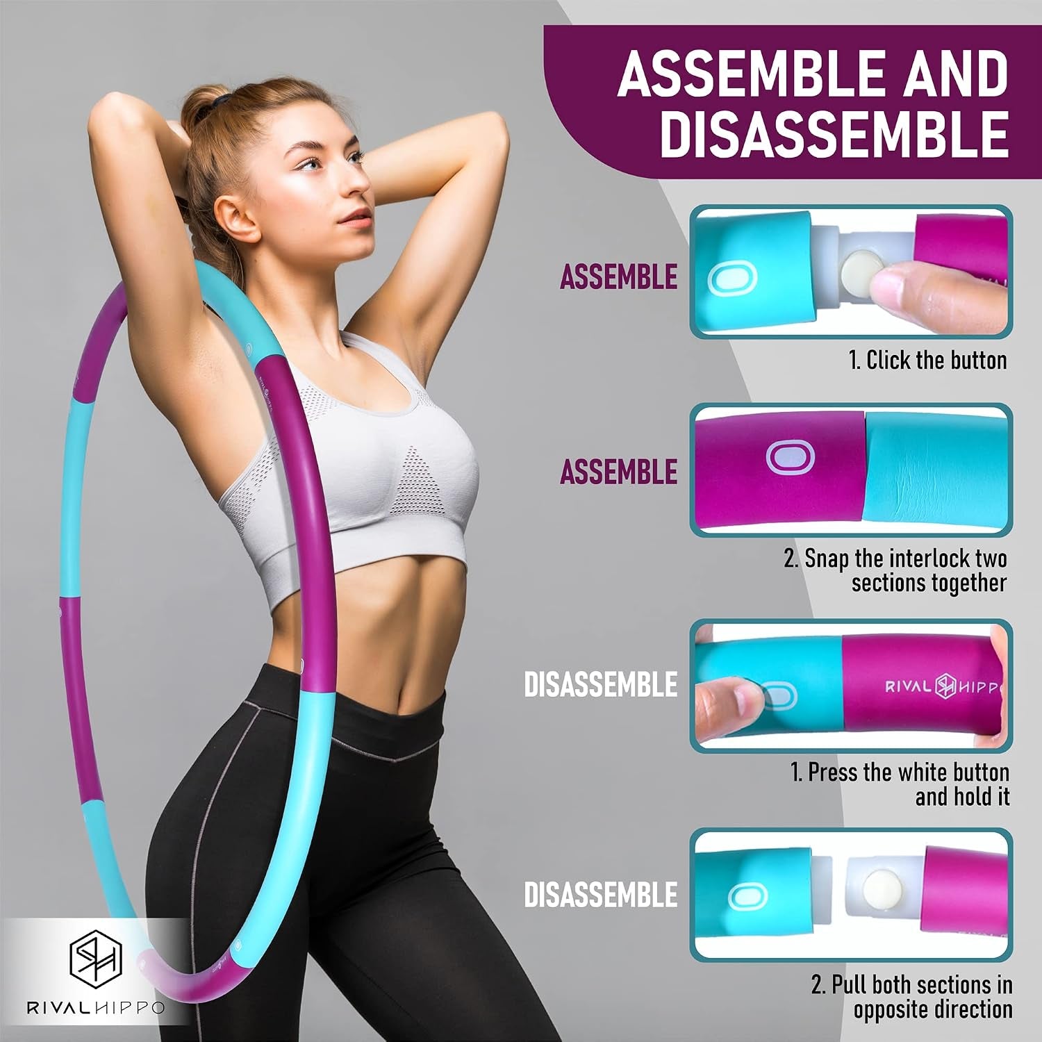 Detachable and Adjustable Weighted Hula Hoop for Adult 