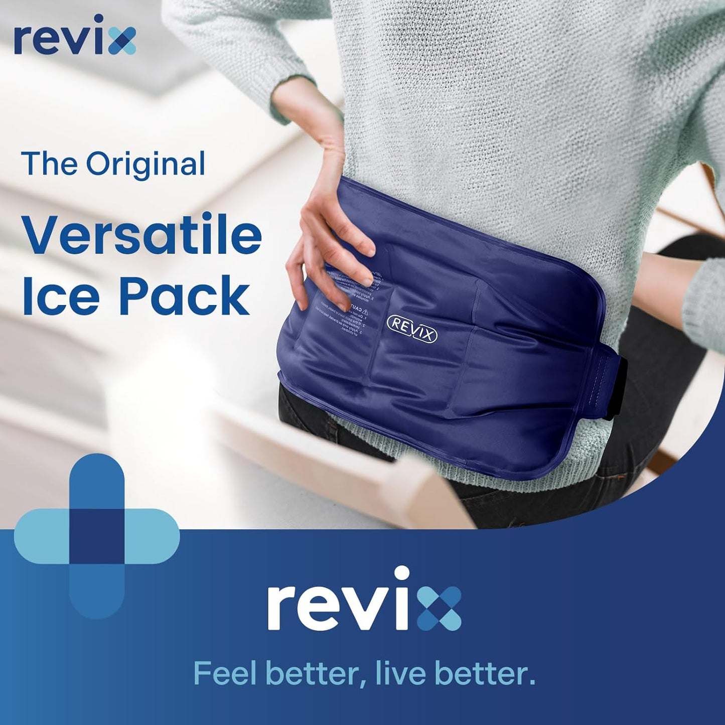Ice Pack for Injuries Reusable Gel for Lower Back, 16 × 9" Navy