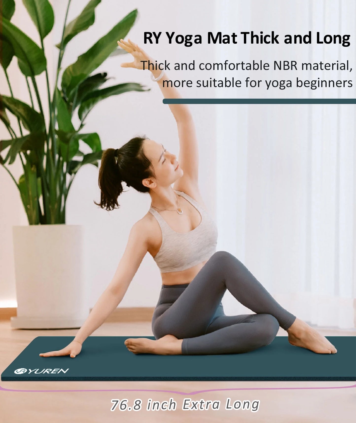 Extra Thick Yoga Mat 1-inch, 76" Long Dark Green