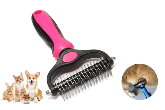Professional Pet Grooming Brush and Nail Clippers Set - (Pink), Large