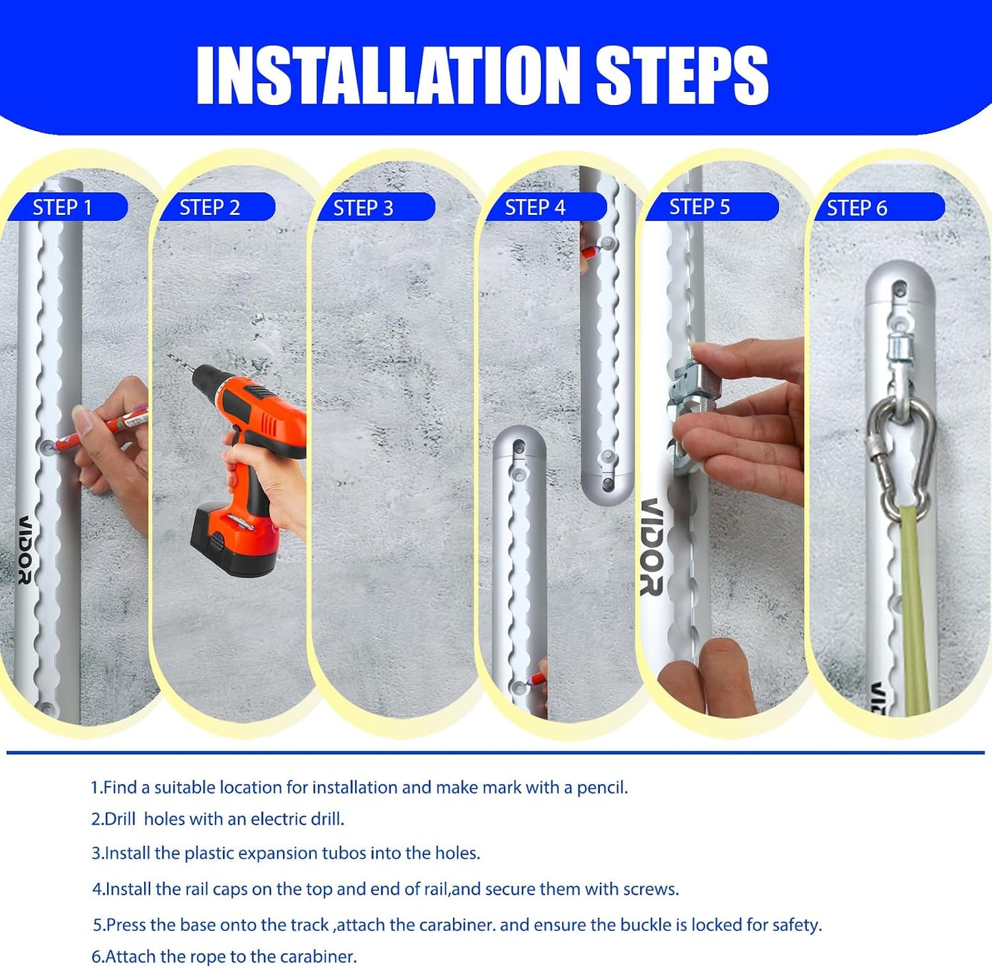 Resistance Band Wall Mount System ( with 2 Rails and Grey Resistance Band)