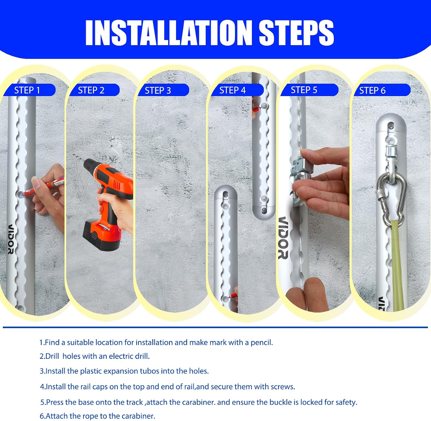 Resistance Band Wall Mount System ( with 2 Rails and Grey Resistance Band)