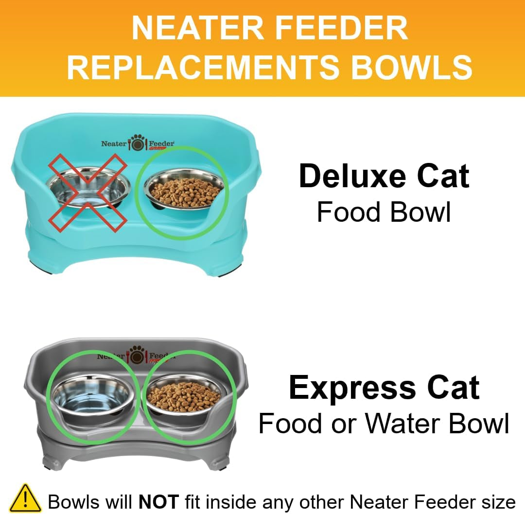 Neater Pet Brands Stainless Steel Shallow Cat Bowls, 8 oz. Capacity