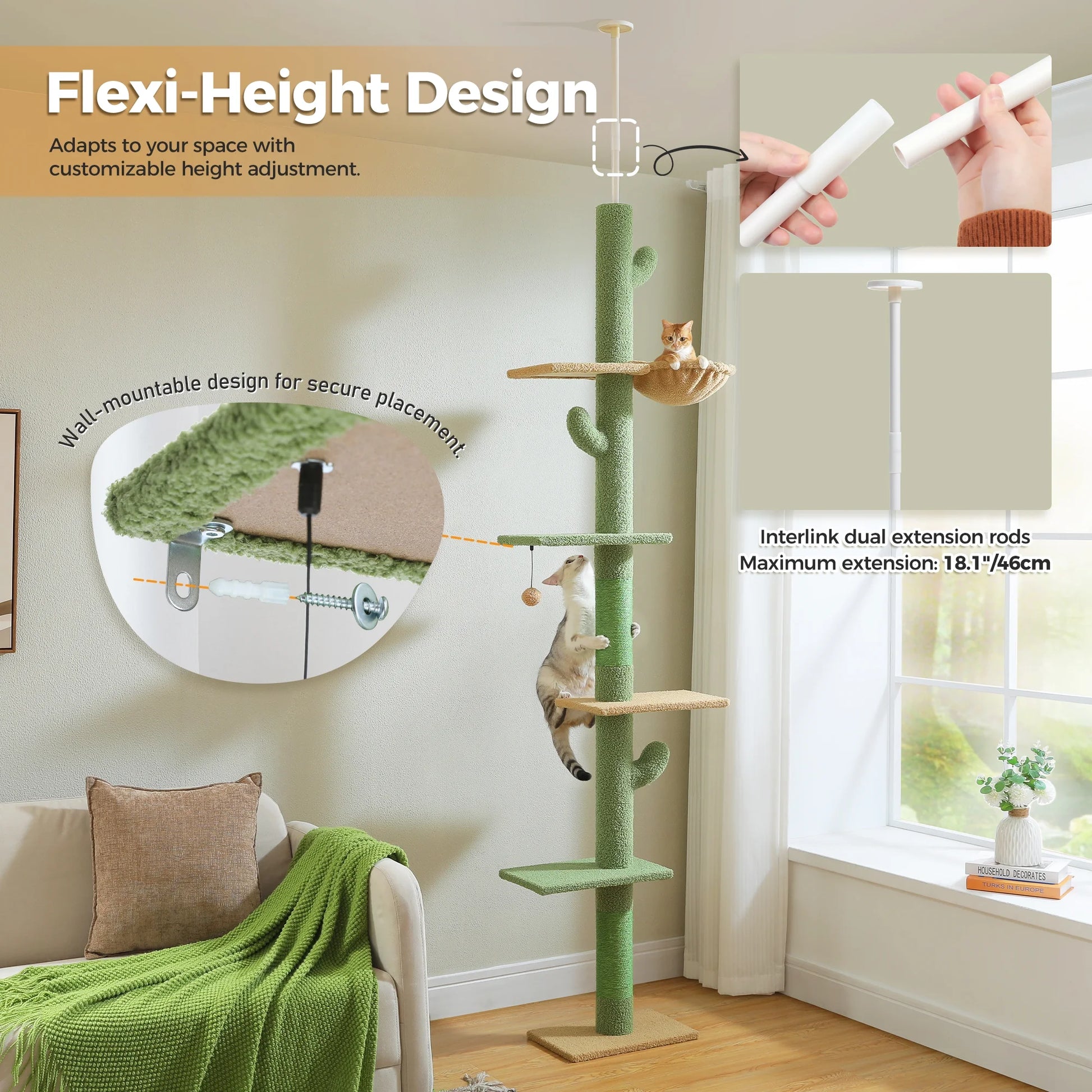 Floor to Ceiling Cat Tower 95-108" 