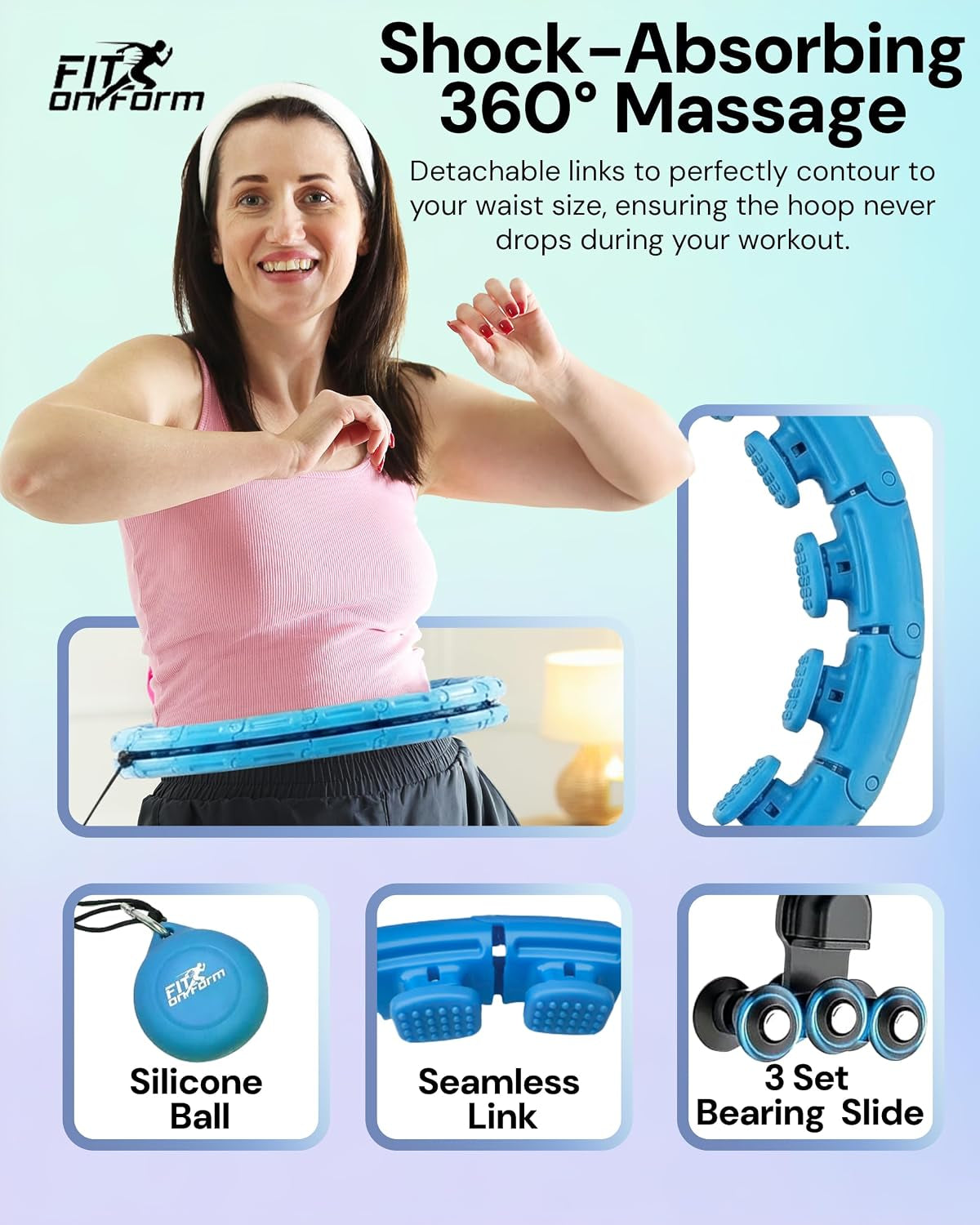 FIT ON Form Infinity Weighted Hula Hoop for Adults Weight Loss