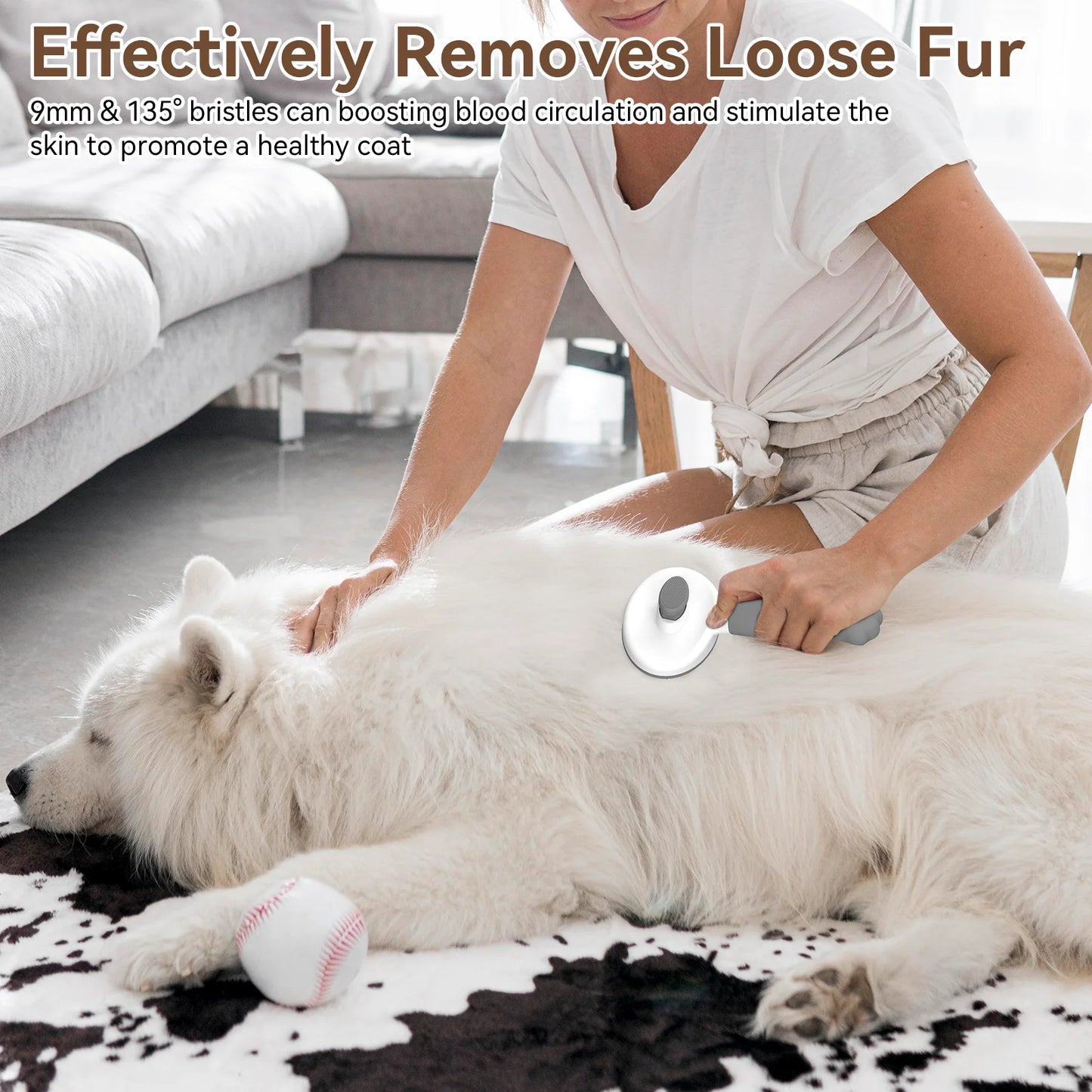 Cat & Dog Grooming Brush, Perfect for All Coat Types – Gray