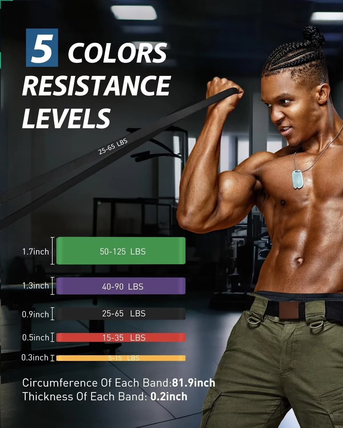 Exercise Bands with 5 Resistance Levels-up to 330 lbs.
