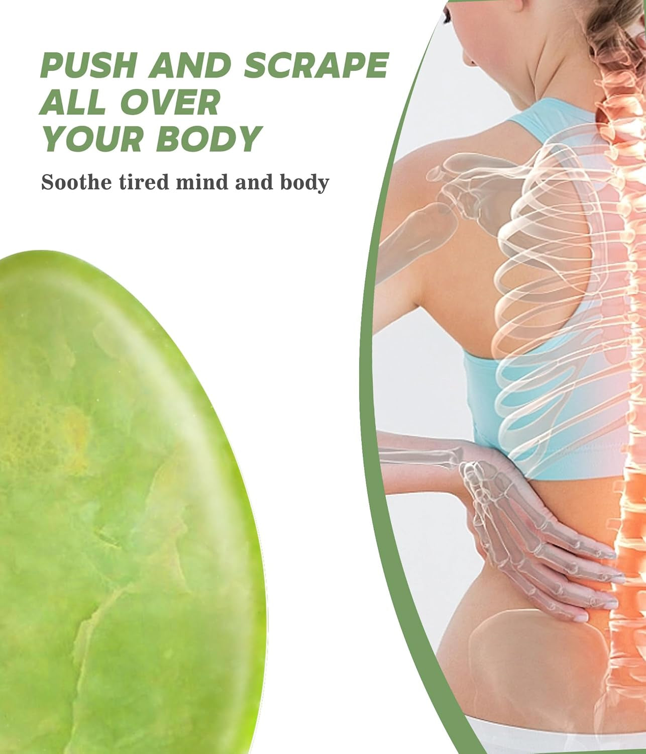 Boncun Jade Gua Sha Facial Tools for Face Massager Stones, Skincare and Body Massage Tools, Sculpting (Green)