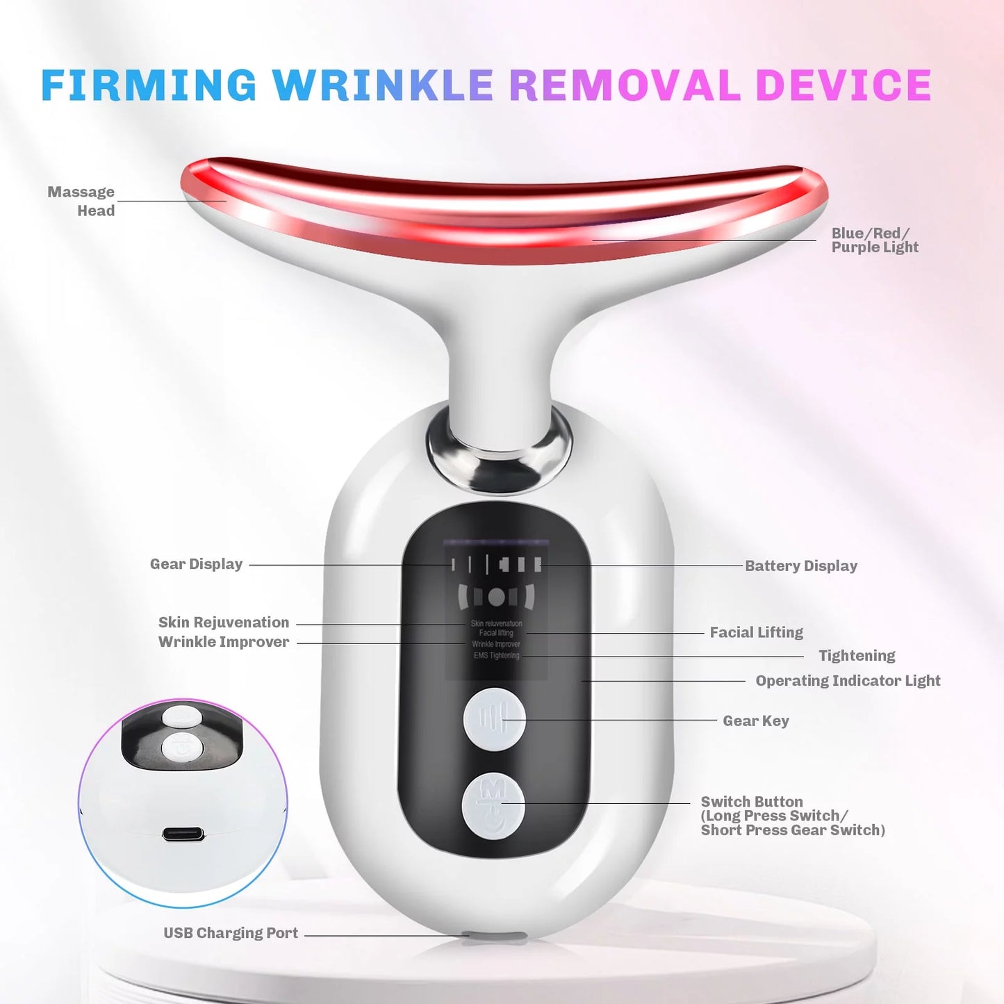 Firming Wrinkle Removal Device for Neck and Face