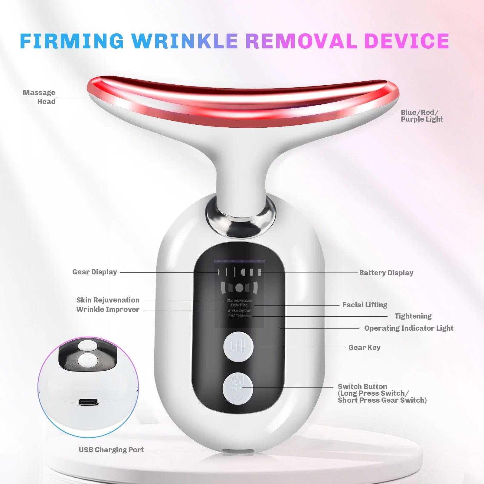 Firming Wrinkle Removal Device for Neck and Face