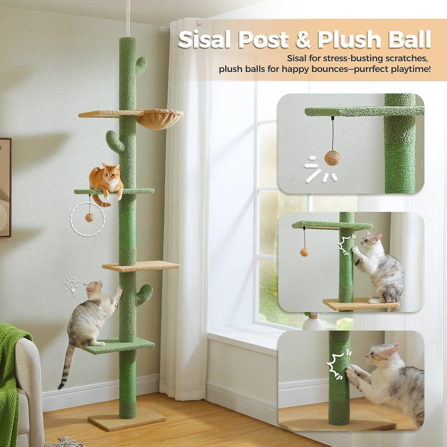 Floor to Ceiling Cat Tower 95-108" 