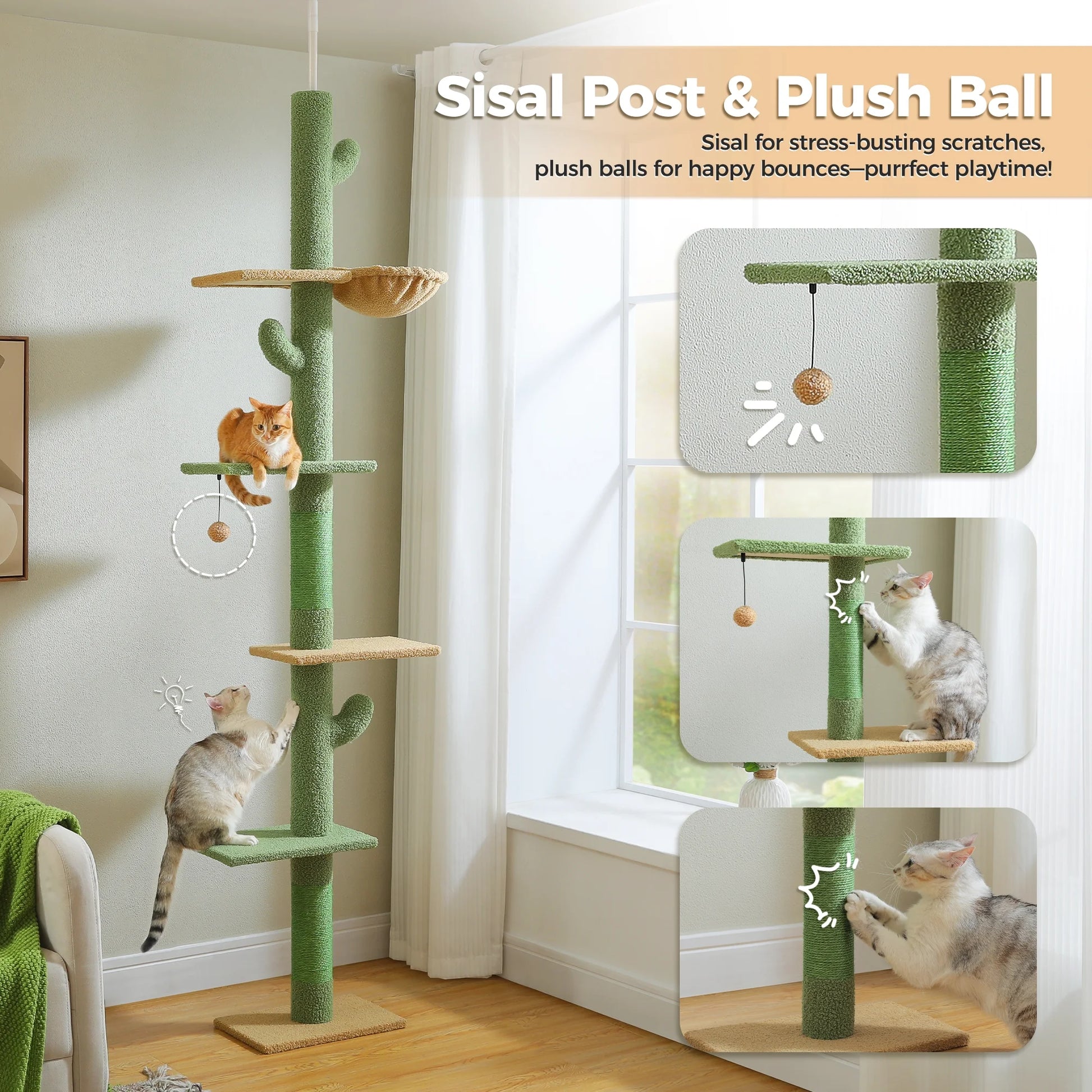 Floor to Ceiling Cat Tower 95-108" 