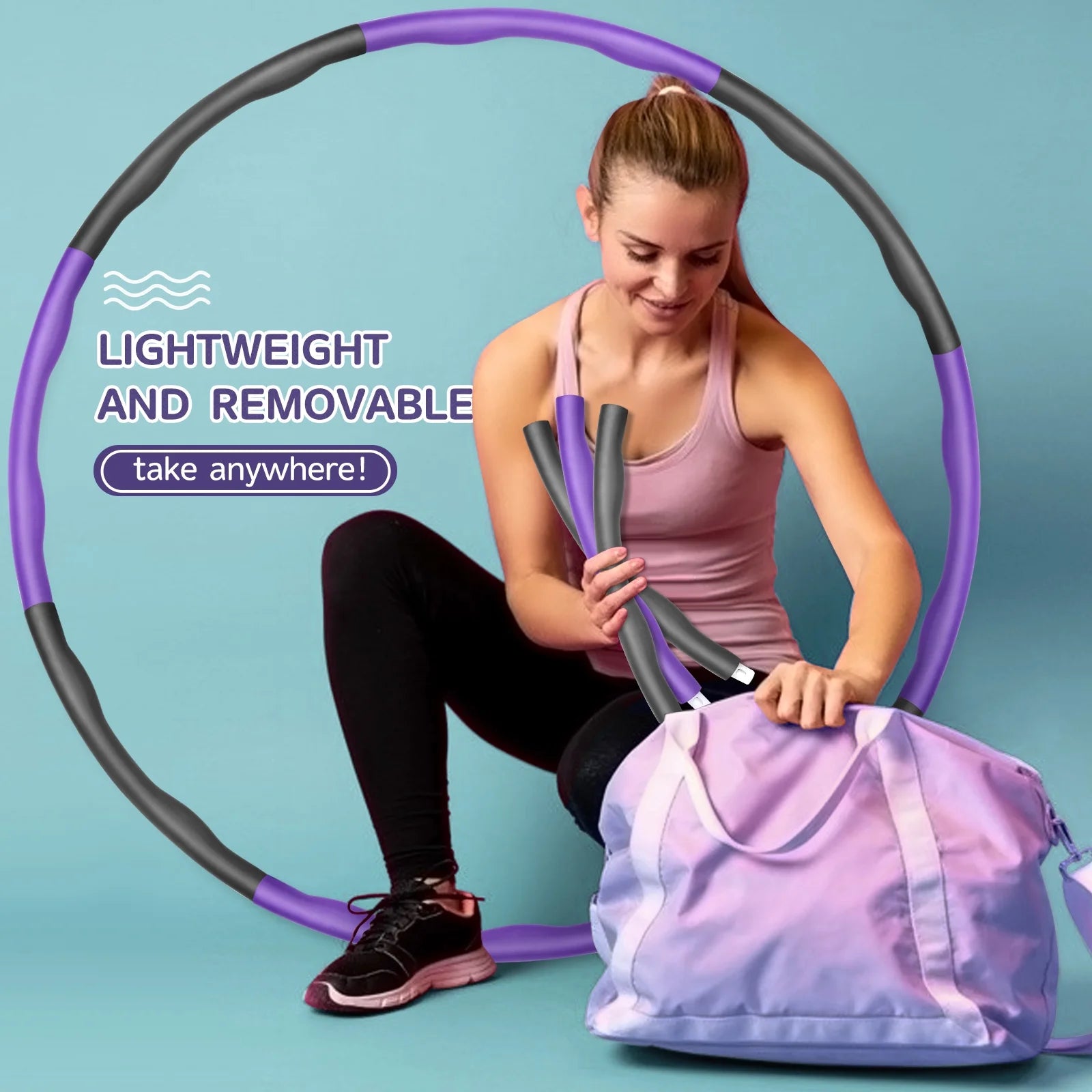 Exercise Hula Hoop with 8 Detachable Sections-(Purple/Gray)