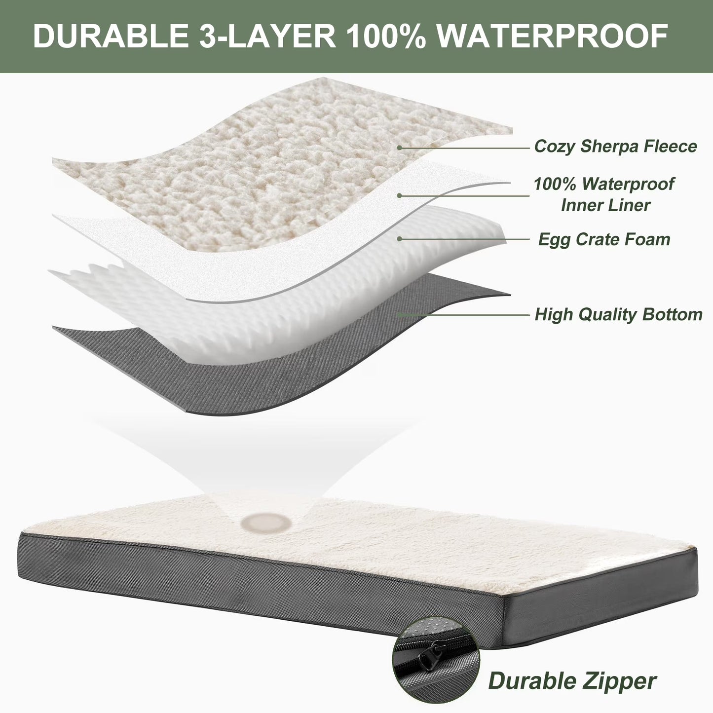 Dog Bed for Medium Dogs, Grey White, 30"X20"X3"