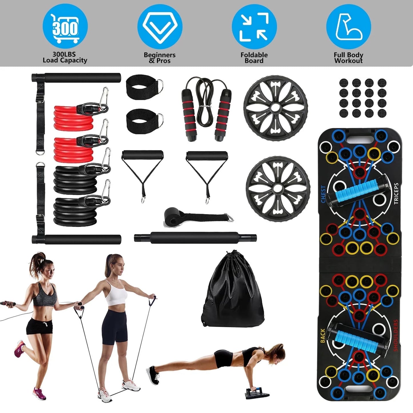Multifunctional Push-Up Board for Home - Black