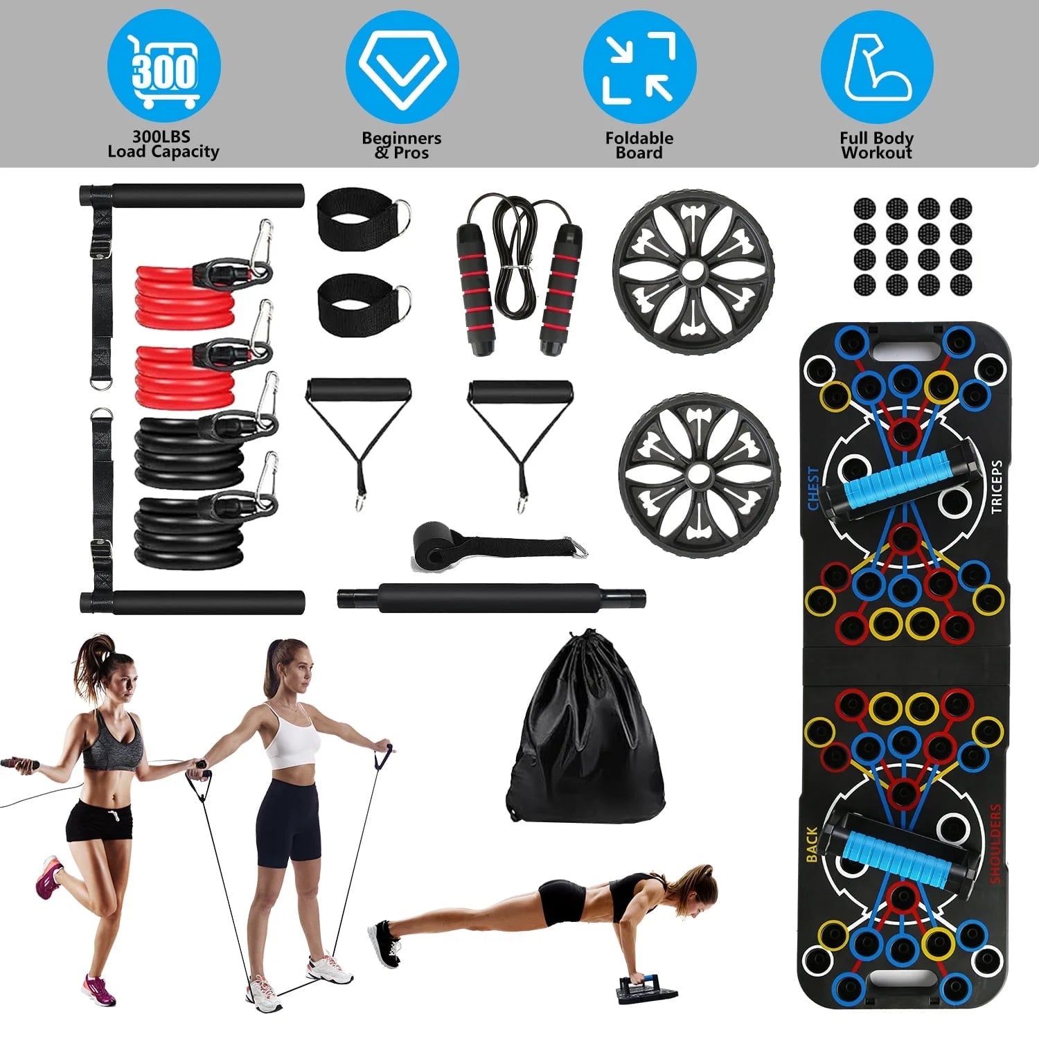 Multifunctional Push-Up Board for Home - Black