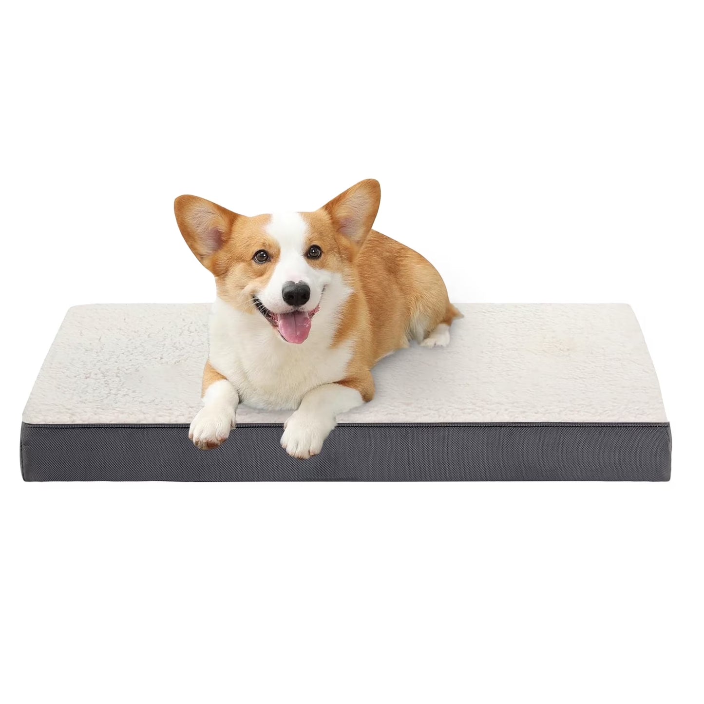 Dog Bed for Medium Dogs, Grey White, 30"X20"X3"