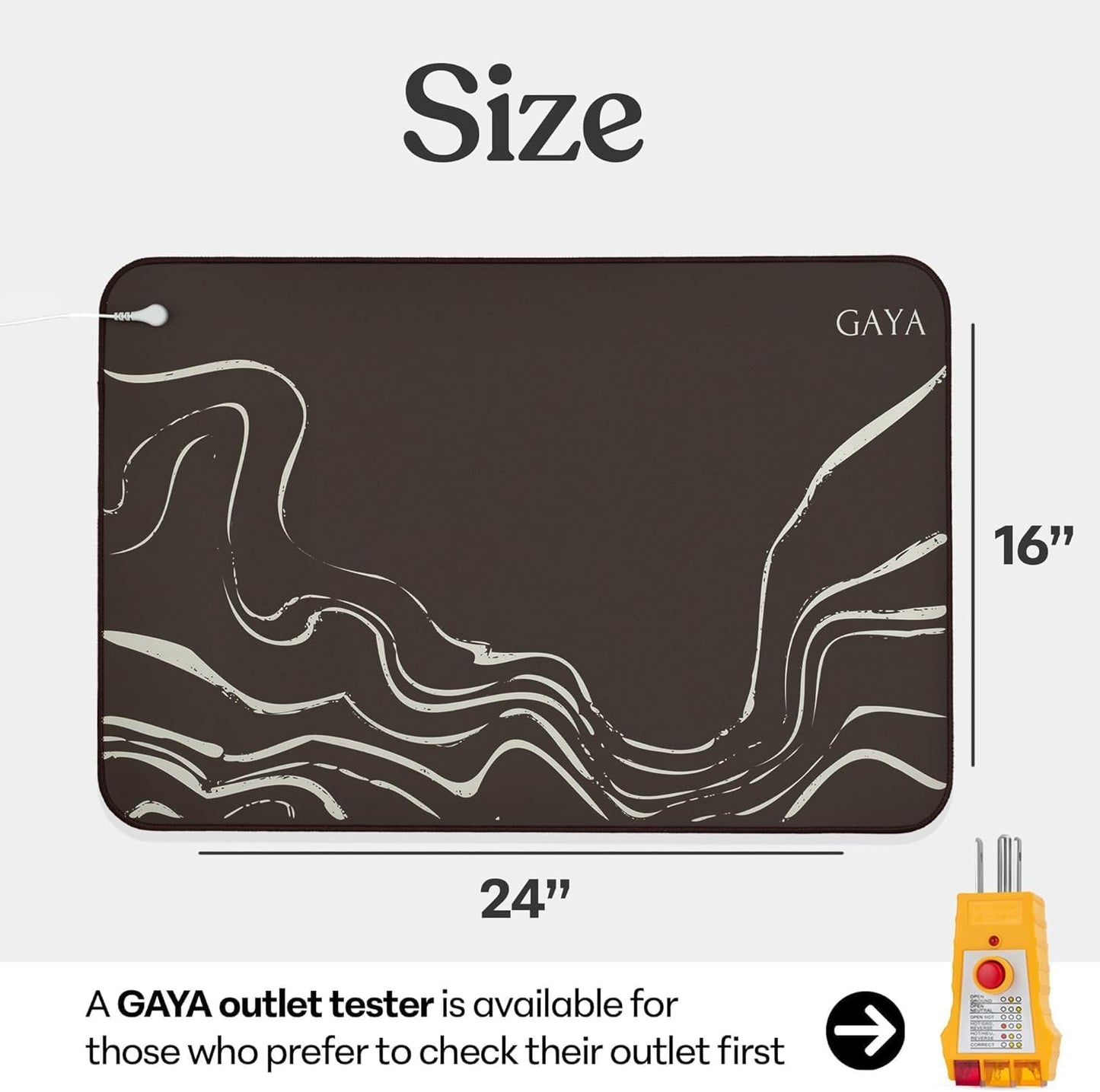GAYA Grounding Mat for Feet,  Including 15ft Cord, 100K Ohm Resistor, Desk (24''X16'')