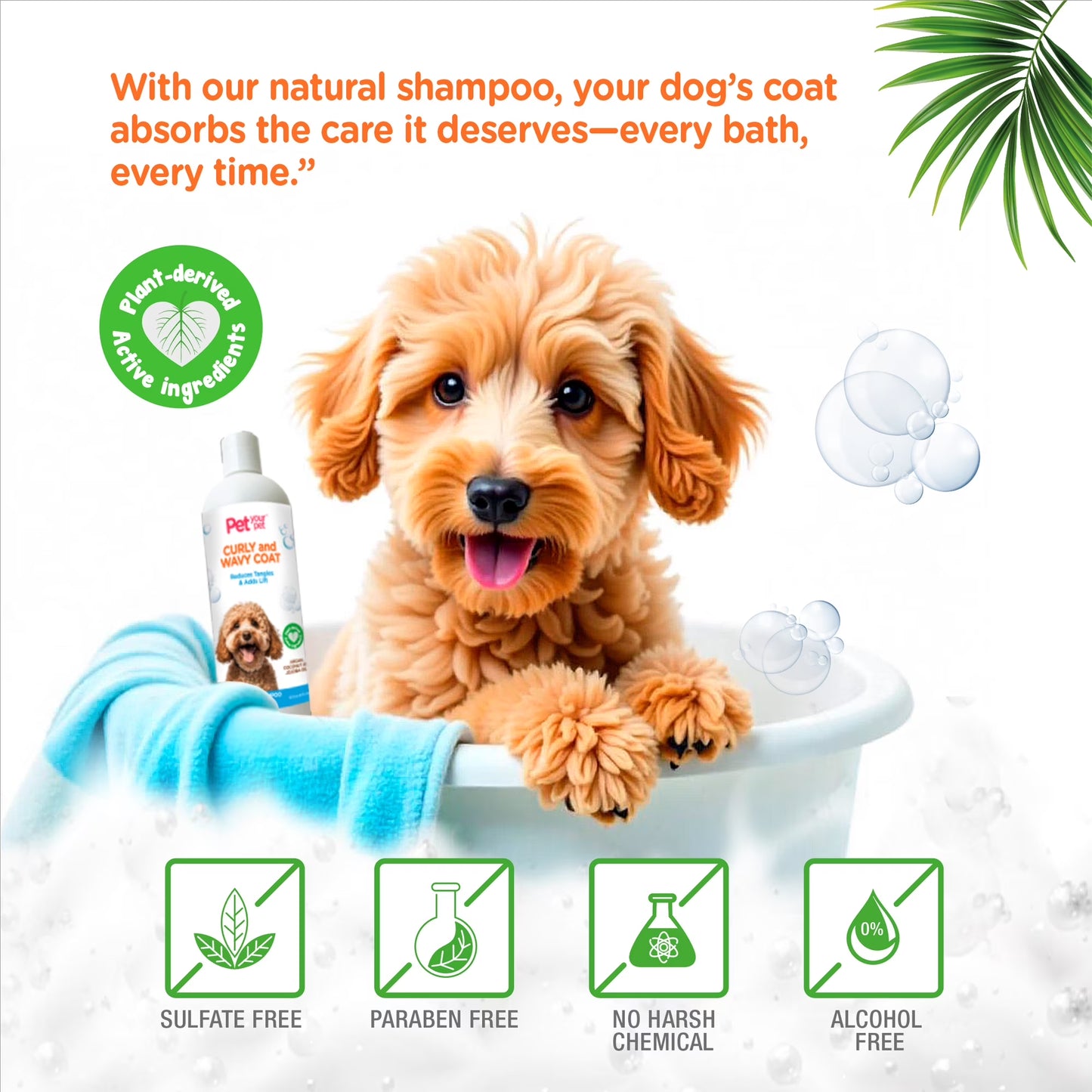 Natural Dog Shampoo for Curly & Wavy Coats - 16 oz