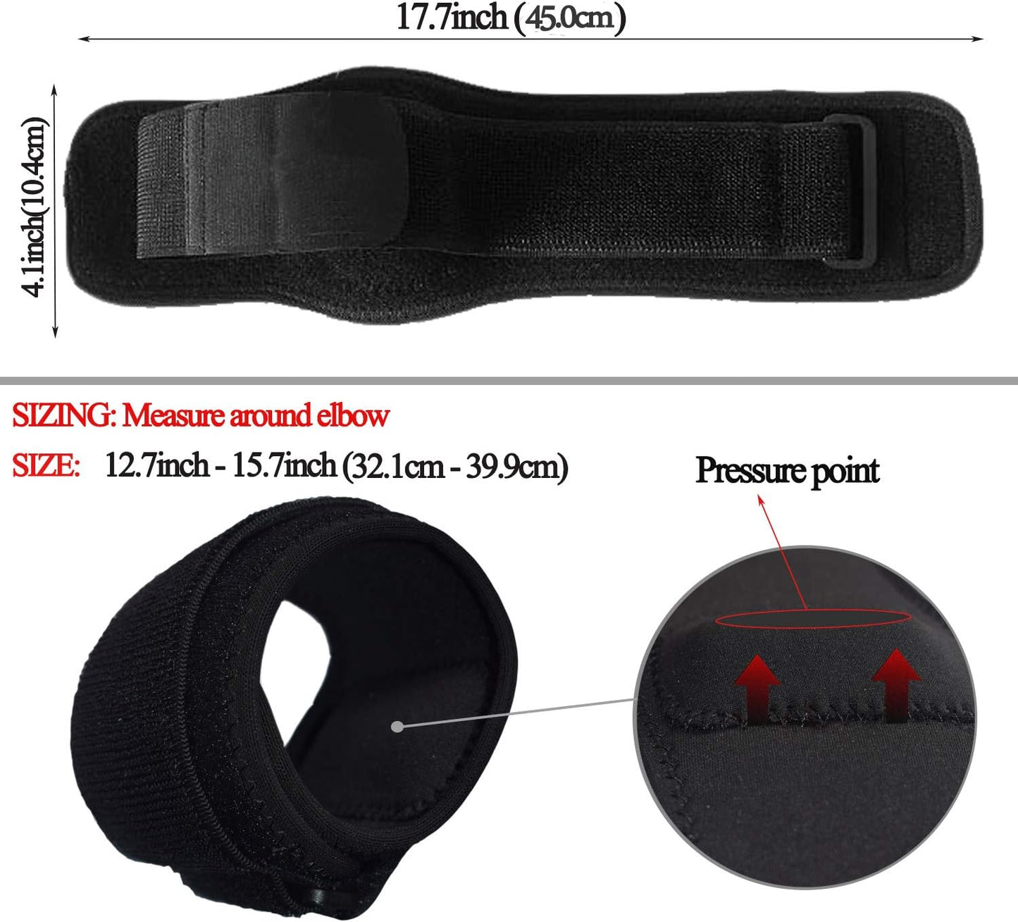 Adjustable Forearm Wraps for Elbow Pain (Black, Size L - XXL)