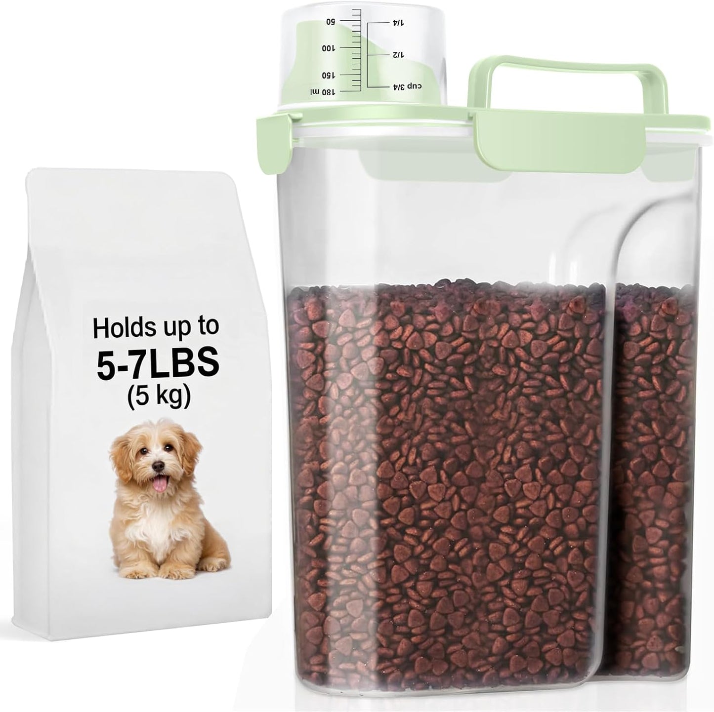 LEAWALK 5-7Lbs Dog Cat Food Storage Container with Upgraded Large Nozzle BPA-free
