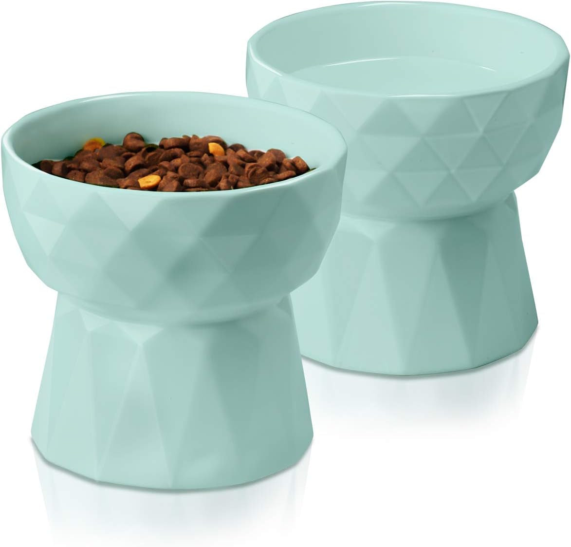 Ceramic Cat Bowls Anti Vomiting, 13.5 Oz,Green