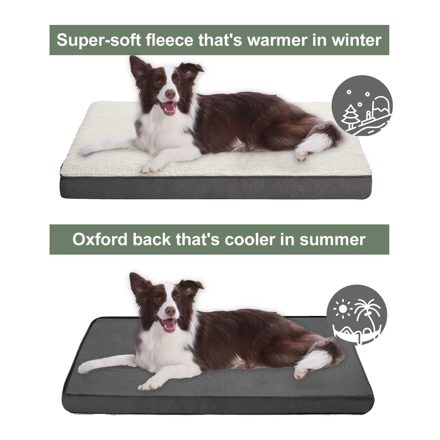 Dog Bed for Large Dogs, Grey White, 36"X27"X3")
