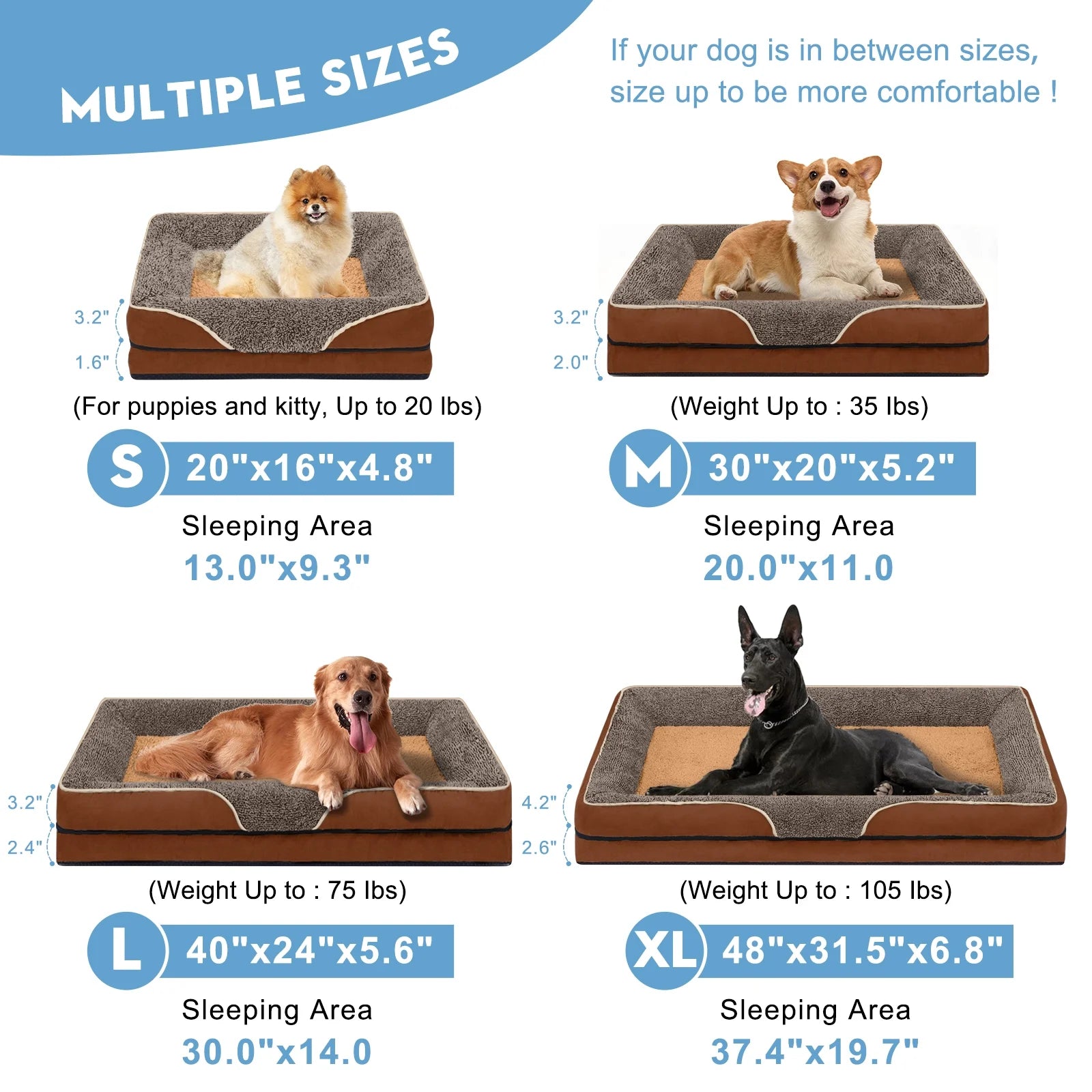 Dog Beds for Large Medium Small Dogs 