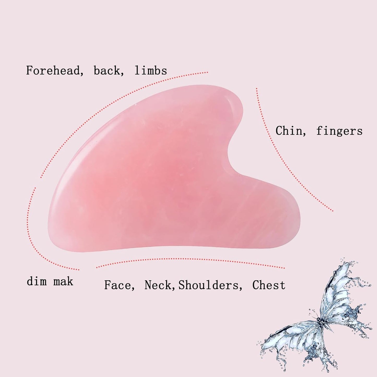 Gua Sha Jade Stone Massage Tool for Woman (Pink)