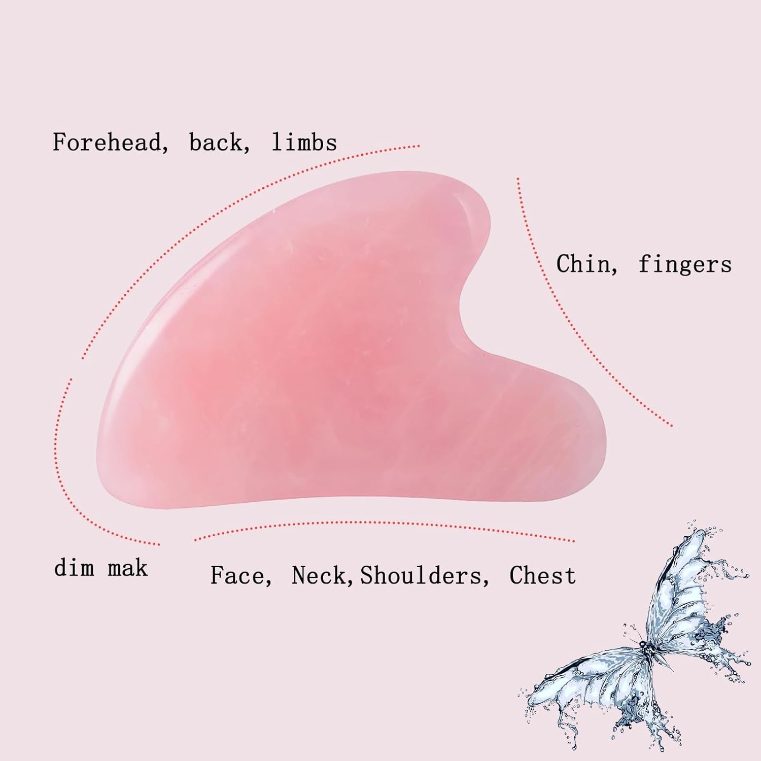Gua Sha Jade Stone Massage Tool for Woman (Pink)