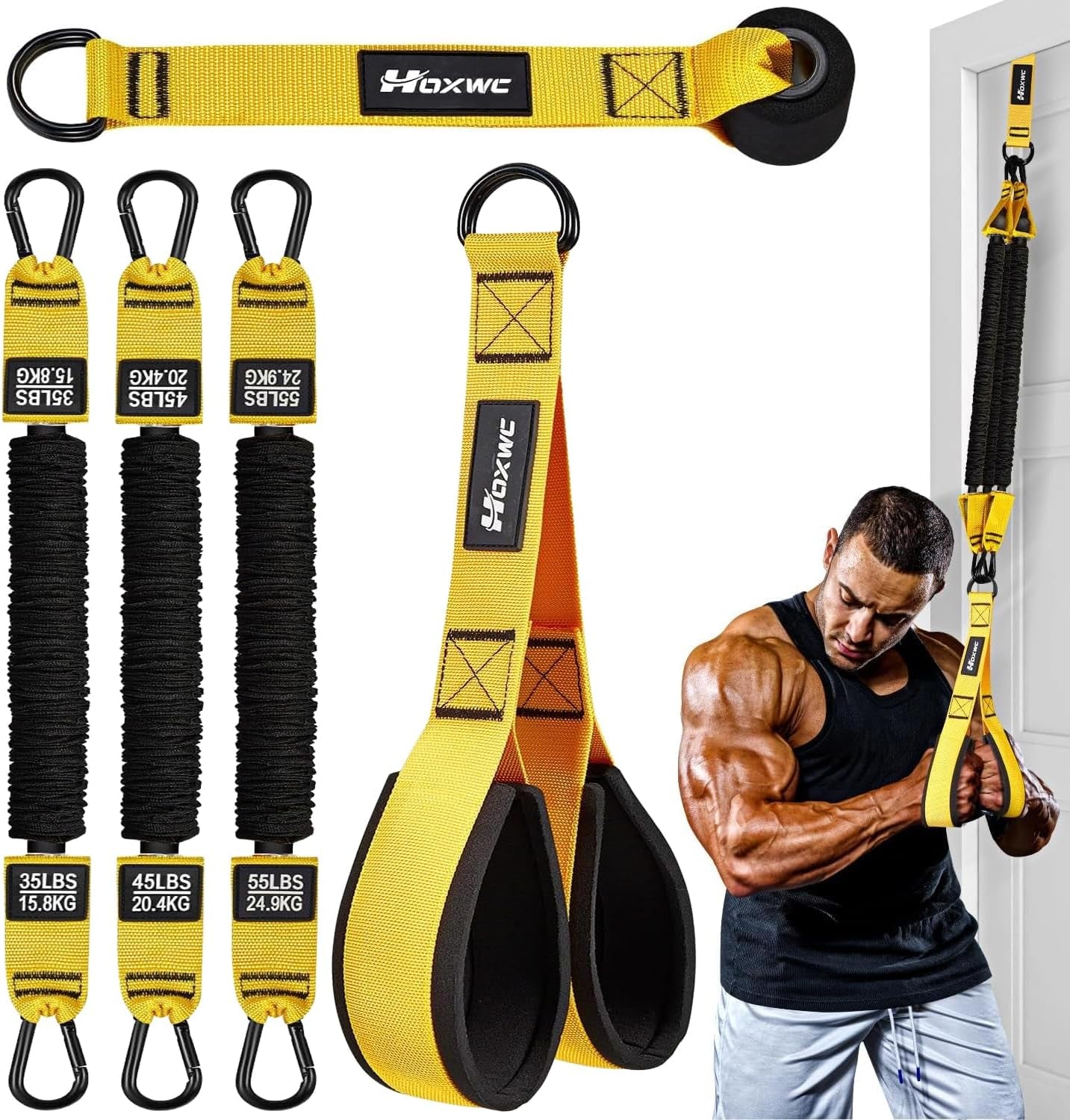 HOXWC Resistance Bands with Handles and Door Anchor for Comprehensive Home Gym Workouts 