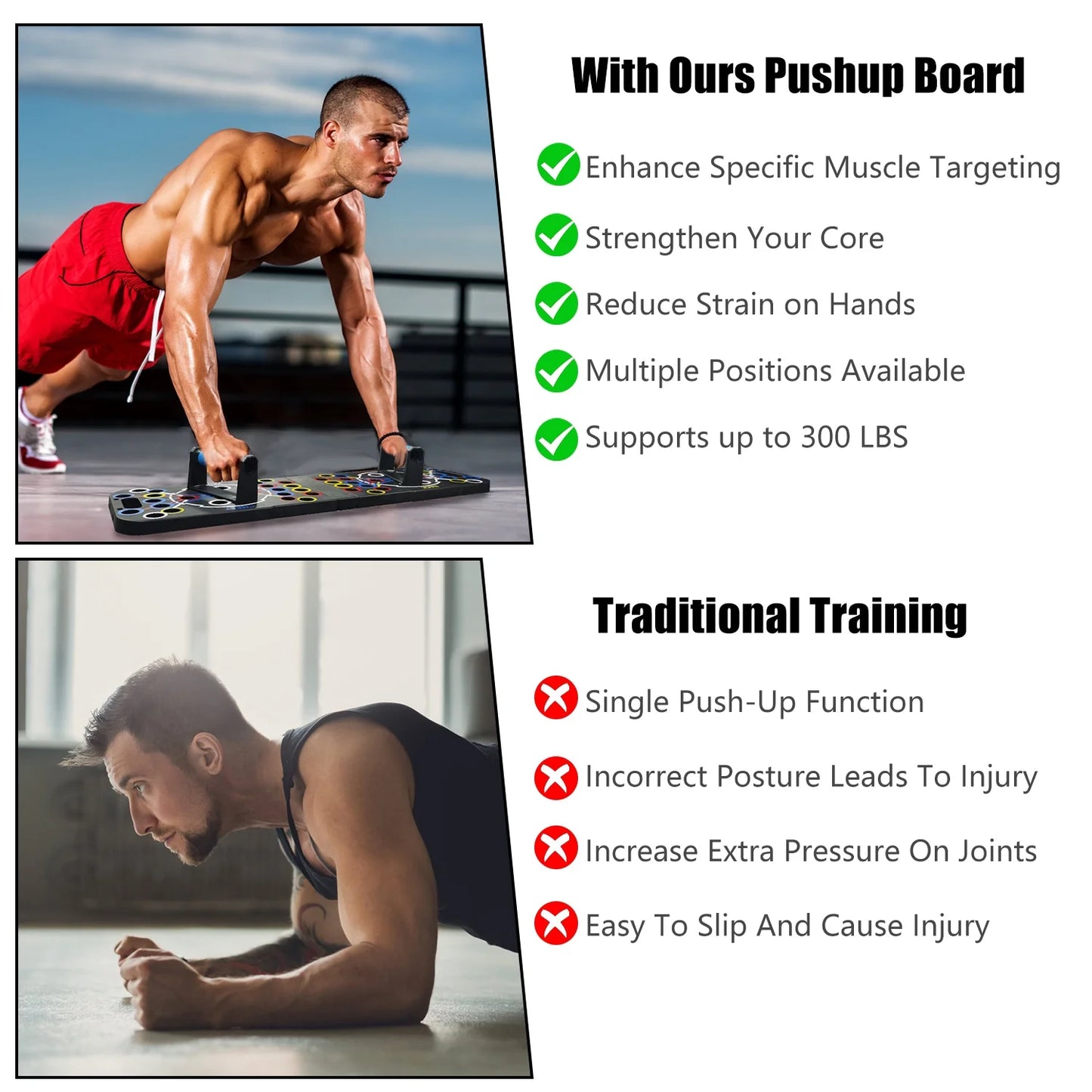 Multifunctional Push-Up Board for Home - Black