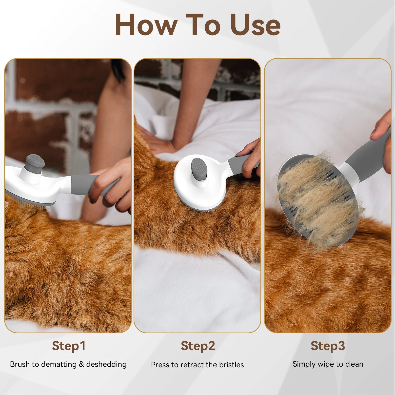 Cat & Dog Grooming Brush, Perfect for All Coat Types – Gray